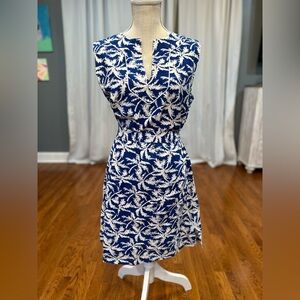 Kayce Hughes blue palm print belted dress women’s size 10 LNC